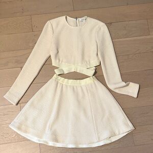 Elizabeth and James Cream Textured Two-Piece Set with Waist Cutout